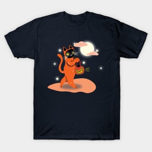 Scary Cat with Pumpkin Head T-Shirt